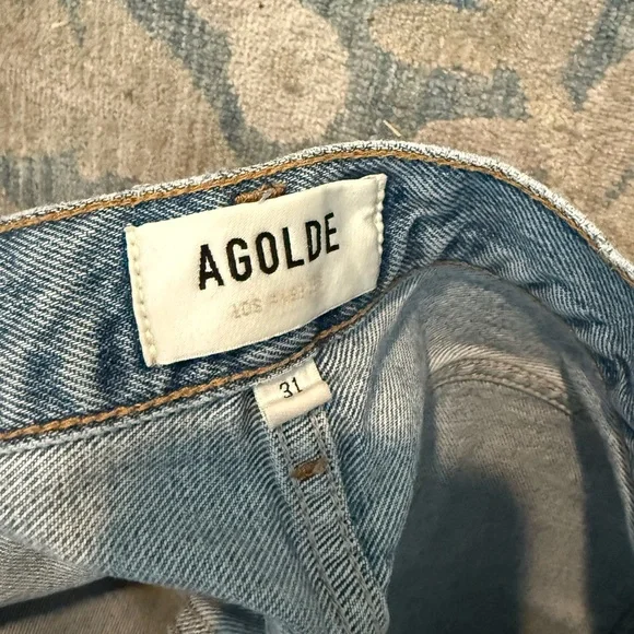 Agolde High Rise Blue Jeans with Seam Details - Picture 3 of 6
